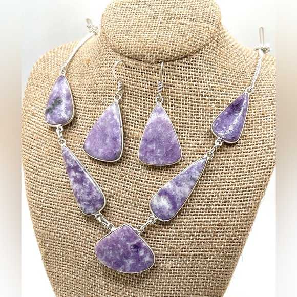 Lepidolite Necklace & Earrings Set “The Peace Stone” - Picture 1 of 7